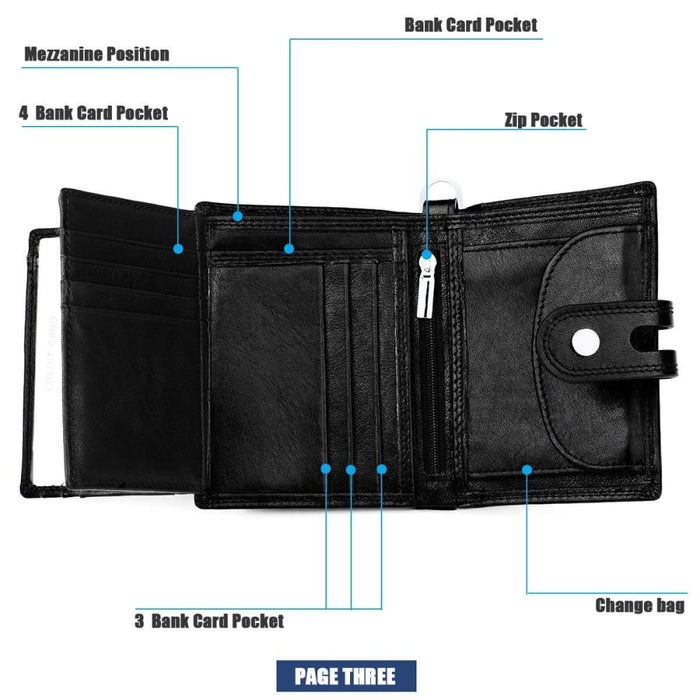 Secure Multi Card Mens Wallet First Layer Cowhide