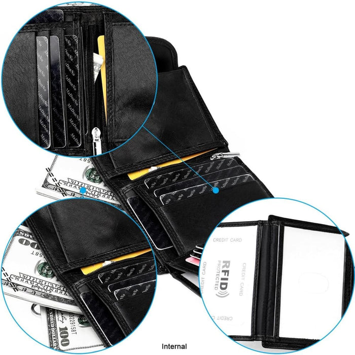 Secure Multi Card Mens Wallet First Layer Cowhide