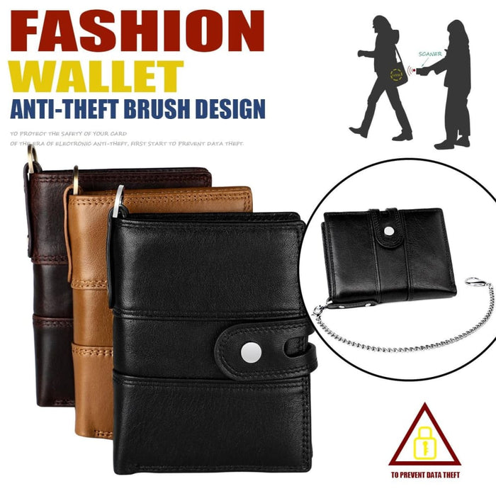 Secure Multi Card Mens Wallet First Layer Cowhide