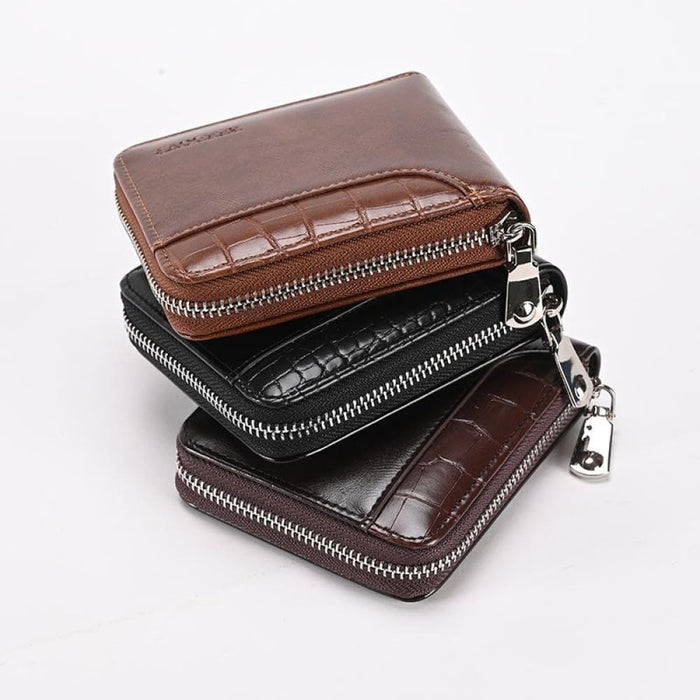 Secure Rfid Mens Wallet With Zipper