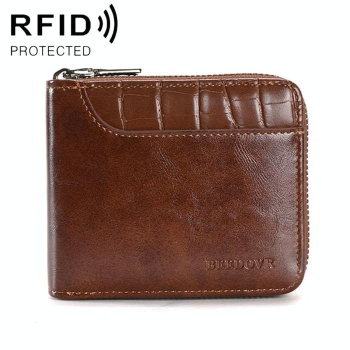 Secure Rfid Mens Wallet With Zipper