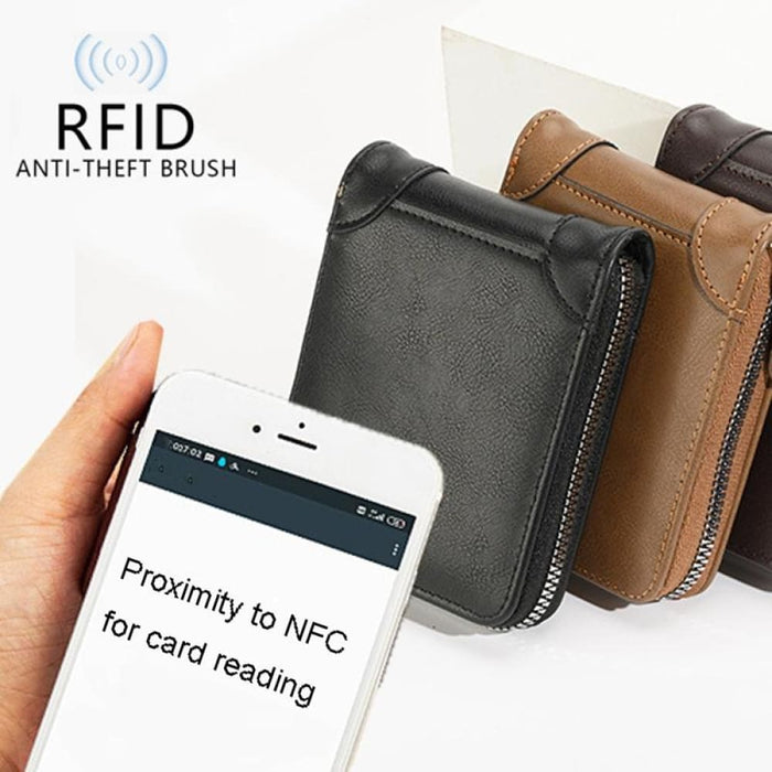 Secure Rfid Mens Zip Wallet