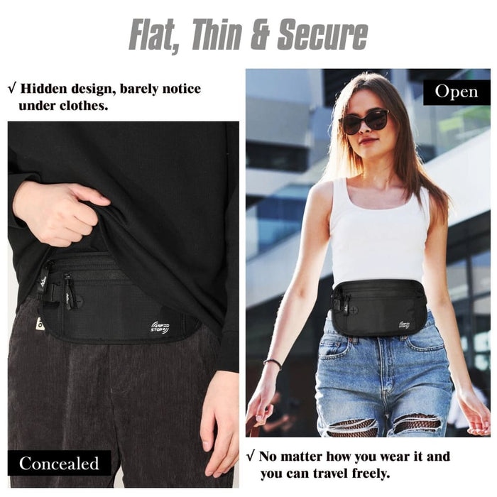 Secure Travel Money Belt Undercover Hidden Rfid Blocking