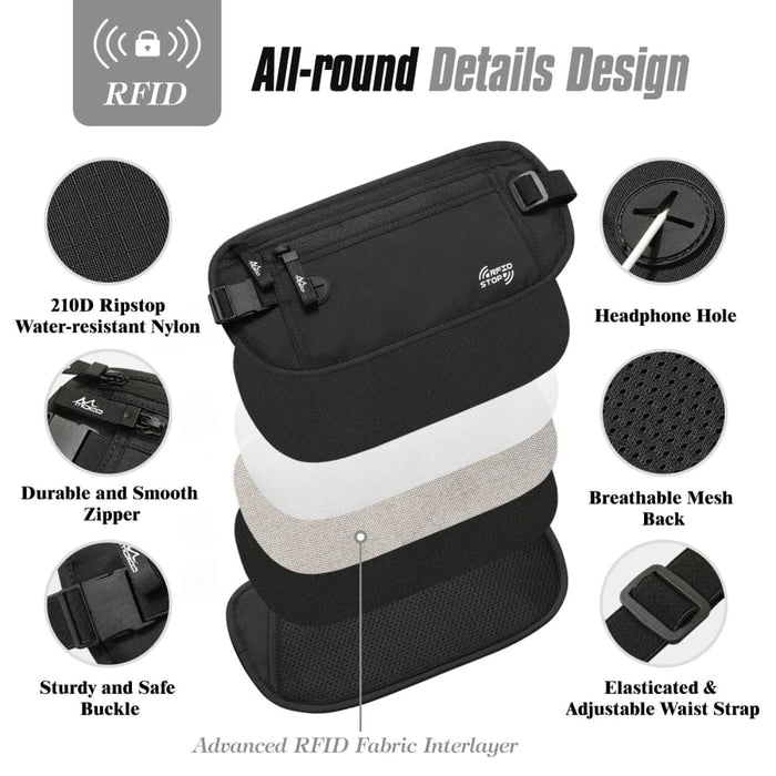 Secure Travel Money Belt Undercover Hidden Rfid Blocking