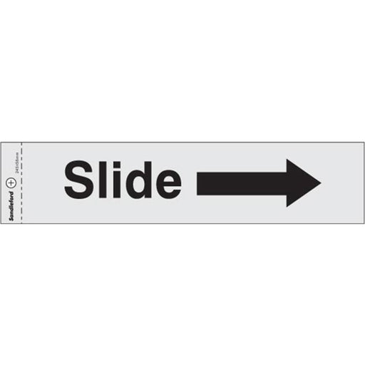 Self Adhesive Slide Arrow Right Silver Sign