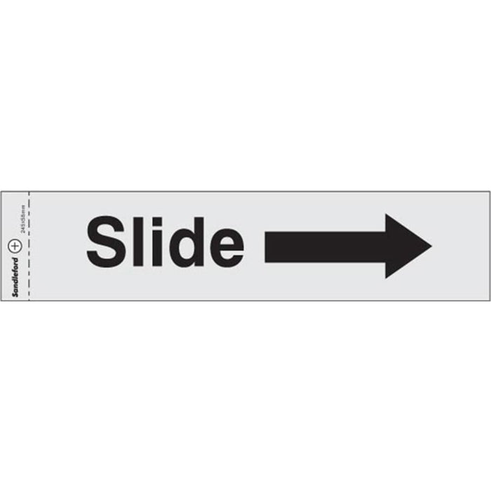 Self Adhesive Slide Arrow Right Silver Sign