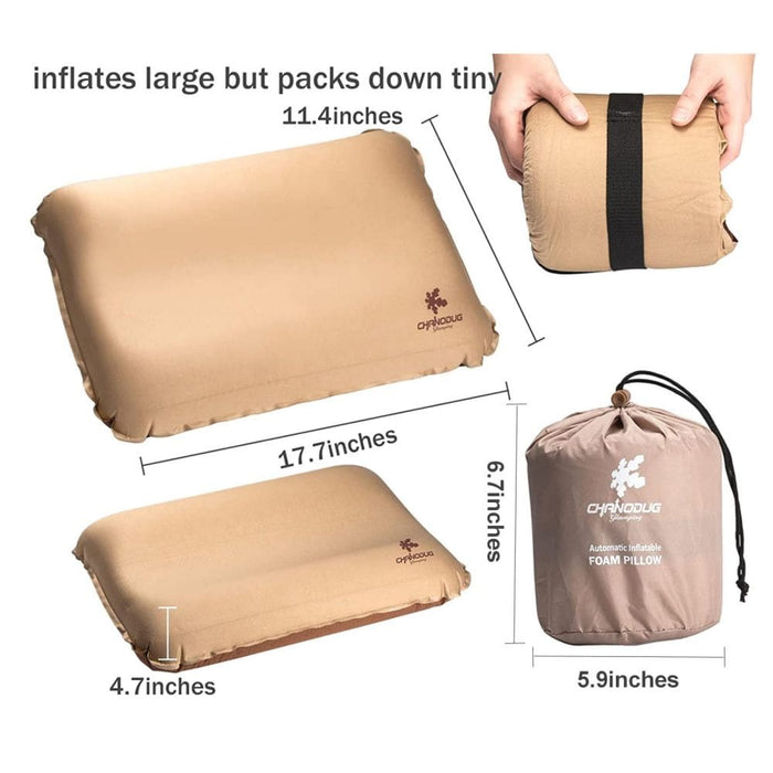 Self Inflating Camping Pillow With Ergonomic 3d Support