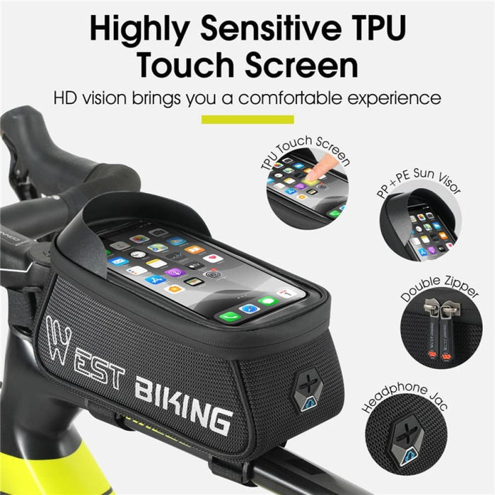 Sensitive Touch Screen Bicycle Phone Bag with Headphone