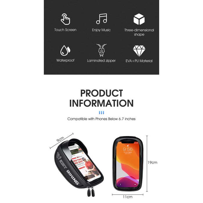 Sensitive Touch Screen Bicycle Phone Bag with Headphone