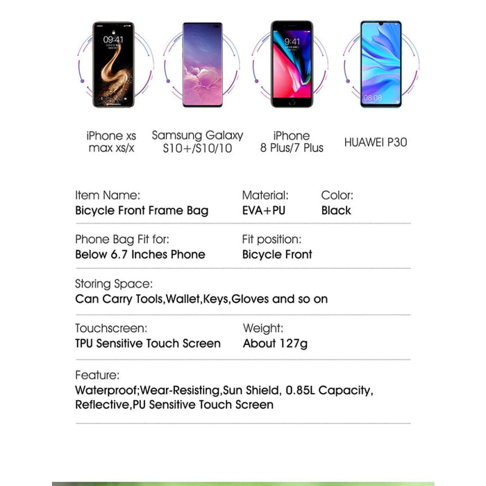 Sensitive Touch Screen Bicycle Phone Bag with Headphone