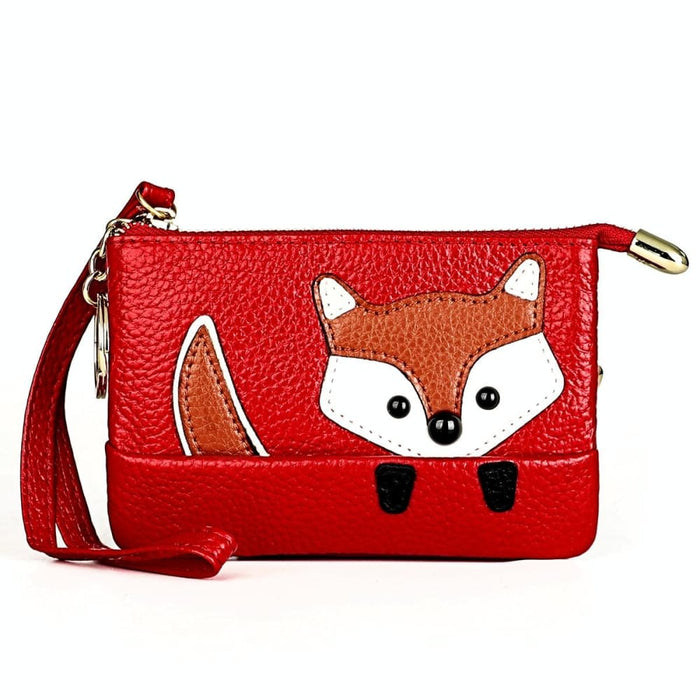 Sewing Thread Leather Fox Handbags Cute Mini Key Case