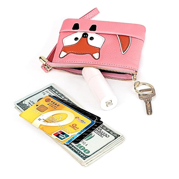 Sewing Thread Leather Fox Handbags Cute Mini Key Case