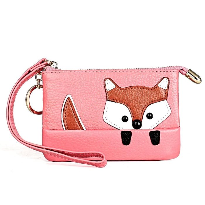 Sewing Thread Leather Fox Handbags Cute Mini Key Case