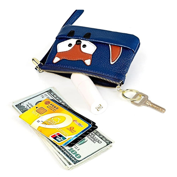 Sewing Thread Leather Fox Handbags Cute Mini Key Case