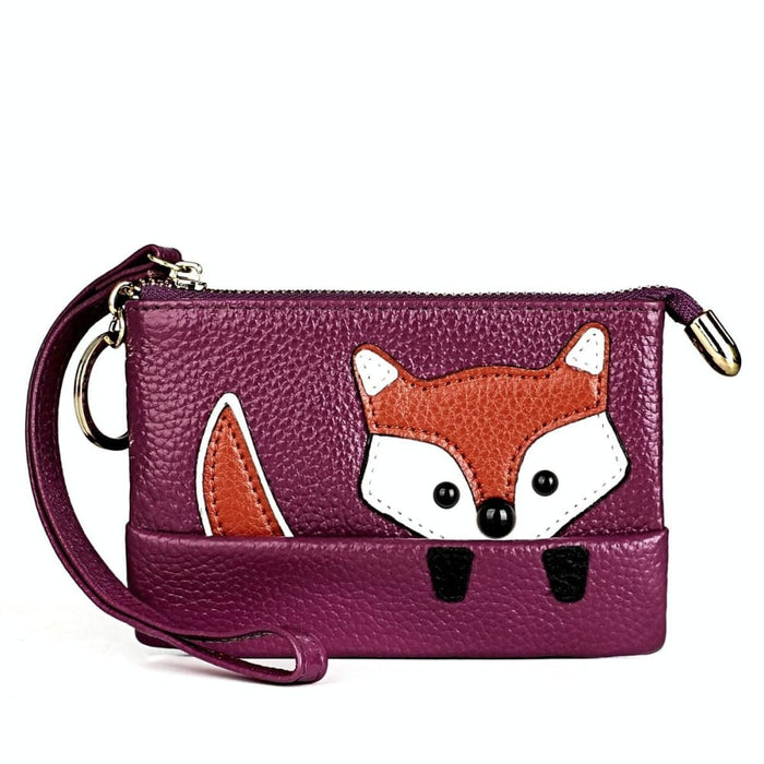 Sewing Thread Leather Fox Handbags Cute Mini Key Case