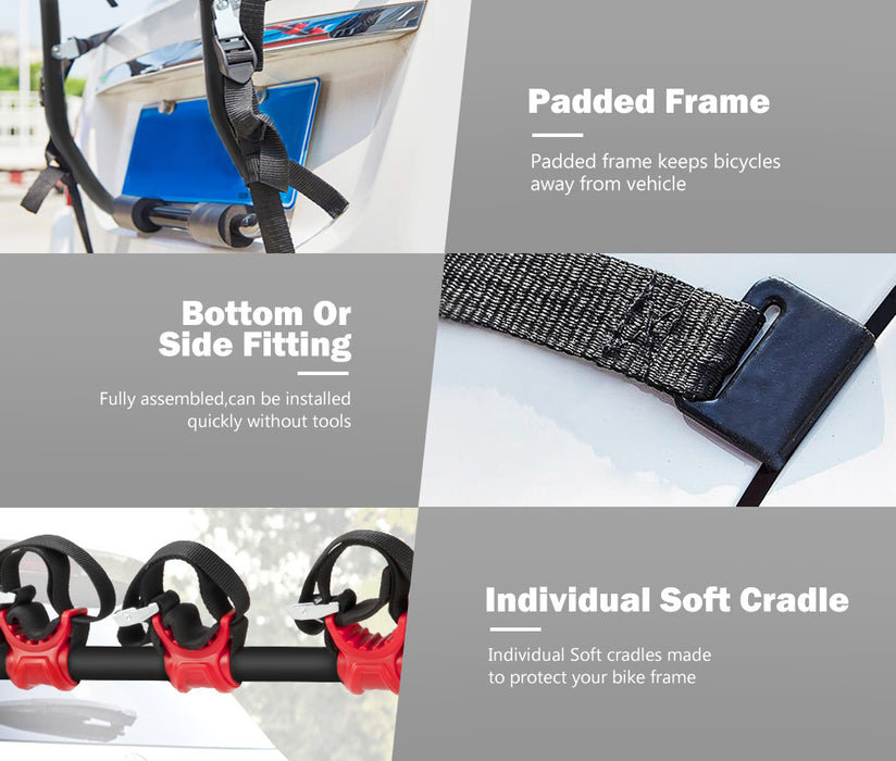 3 Bikes Rack Bicycle Carrier Car Rear Universal Trunk Foldable