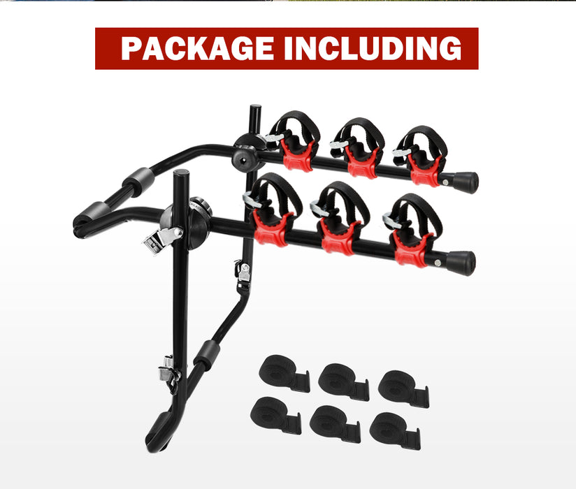 3 Bikes Rack Bicycle Carrier Car Rear Universal Trunk Foldable