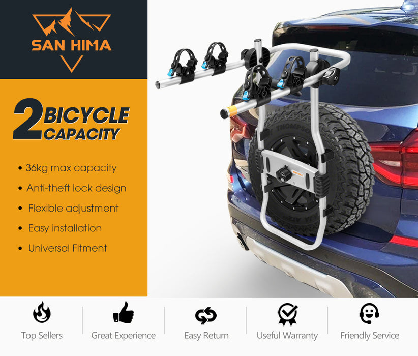 2 Bicycle Bike Carrier Spare Tire Rack Foldable