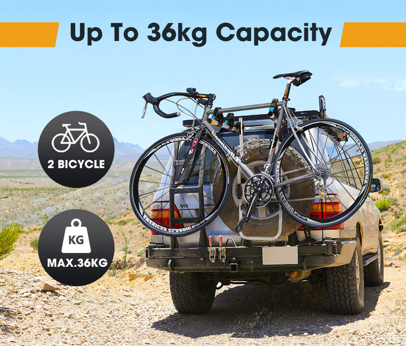 2 Bicycle Bike Carrier Spare Tire Rack Foldable