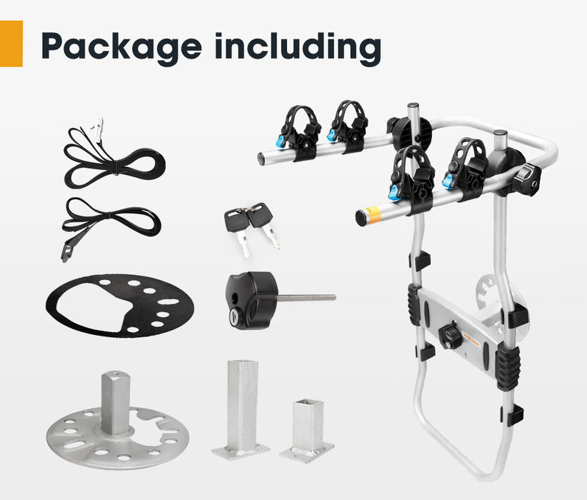 2 Bicycle Bike Carrier Spare Tire Rack Foldable