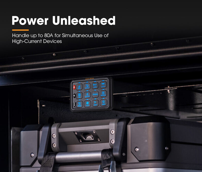 12 Gang Bluetooth Switch Panel 12V / 24V On-Off Led Control For Car Boat