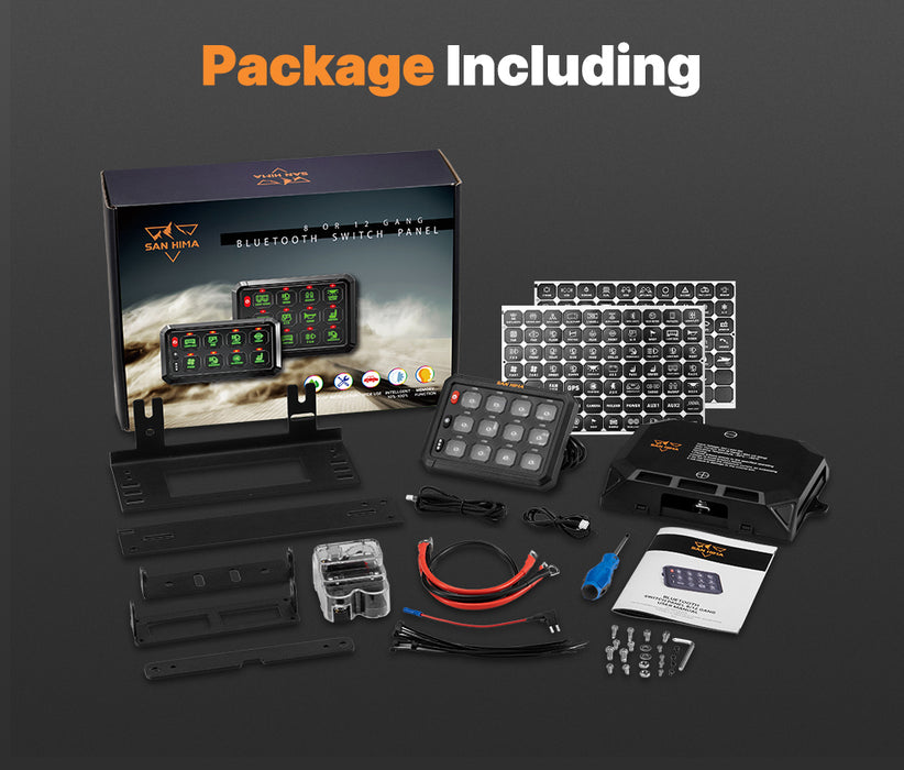 12 Gang Bluetooth Switch Panel 12V / 24V On-Off Led Control For Car Boat