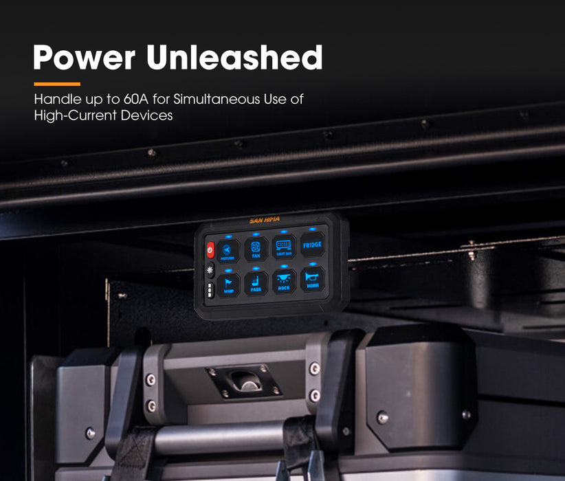 8 Gang Bluetooth Switch Panel 12V / 24V On-Off Led Control For Car Boat