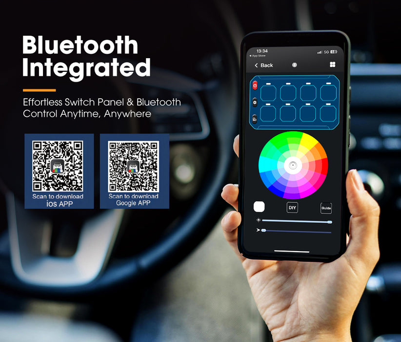 8 Gang Bluetooth Switch Panel 12V / 24V On-Off Led Control For Car Boat