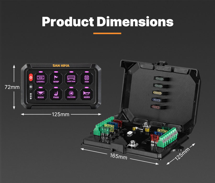 8 Gang Bluetooth Switch Panel 12V / 24V On-Off Led Control For Car Boat