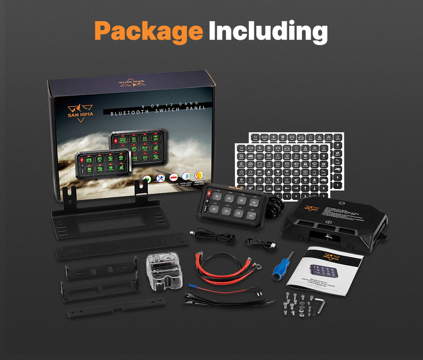 8 Gang Bluetooth Switch Panel 12V / 24V On-Off Led Control For Car Boat