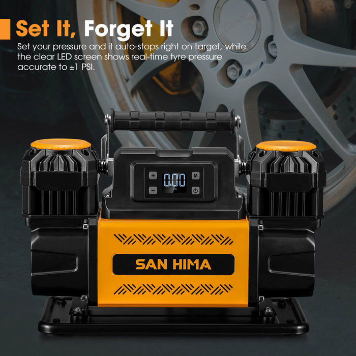 12V Dual Cylinders Air Compressor 350L/Min 150Psi Digital Portable