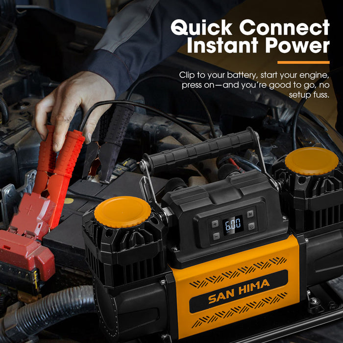 12V Dual Cylinders Air Compressor 350L/Min 150Psi Digital Portable