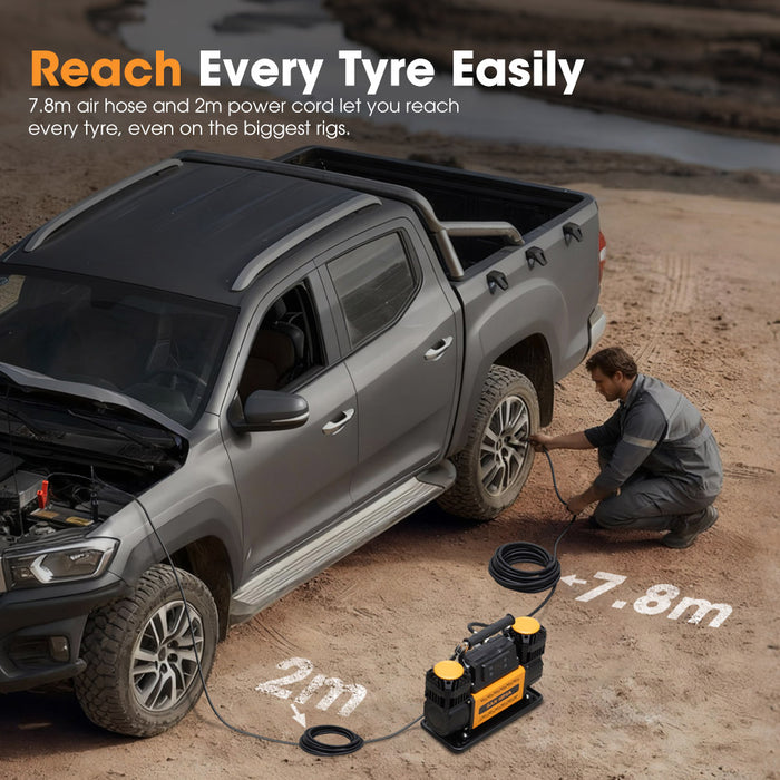 12V Dual Cylinders Air Compressor 350L/Min 150Psi Digital Portable