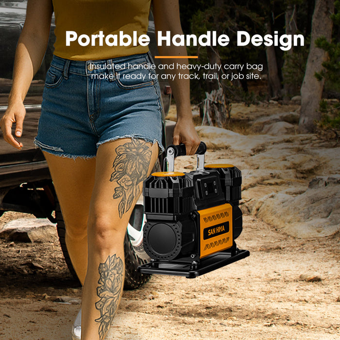 12V Dual Cylinders Air Compressor 350L/Min 150Psi Digital Portable