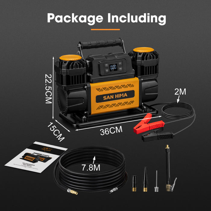 12V Dual Cylinders Air Compressor 350L/Min 150Psi Digital Portable