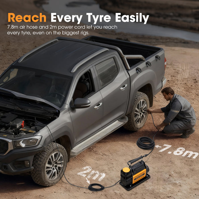 12V Single Cylinder Air Compressor 200L/Min 150Psi Digital Portable