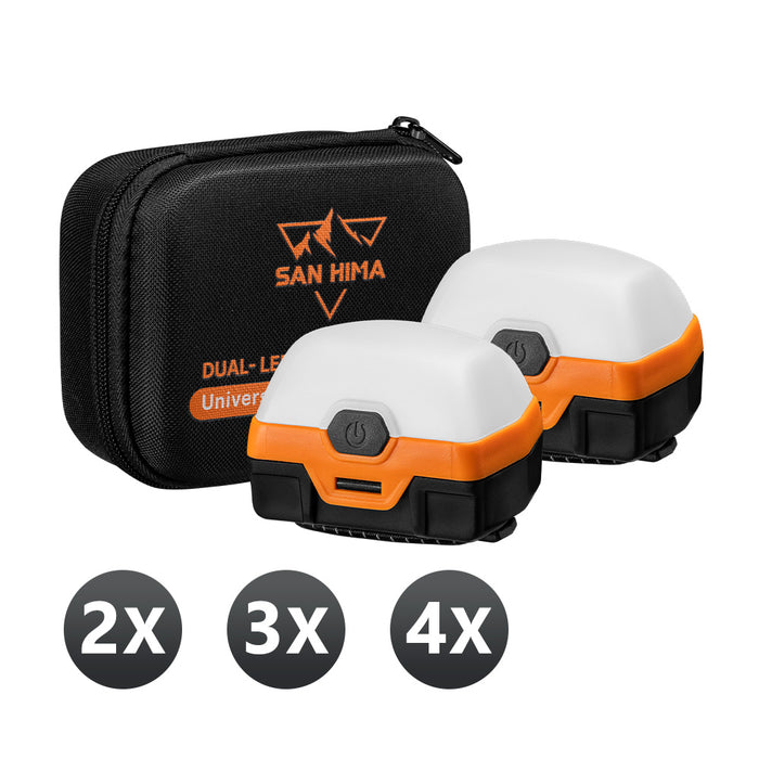 4X Led Camping Lights Amber White W/ Lithium Battery Rechargeable