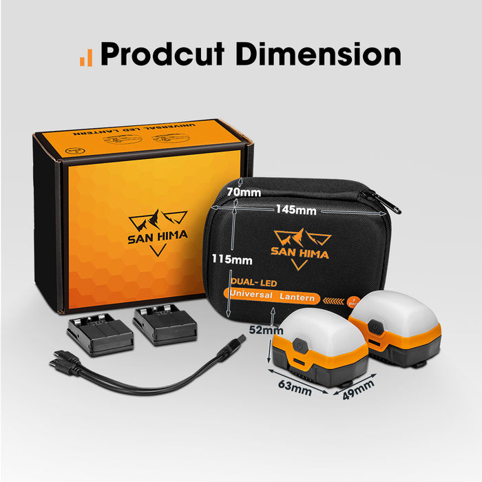 4X Led Camping Lights Amber White W/ Lithium Battery Rechargeable