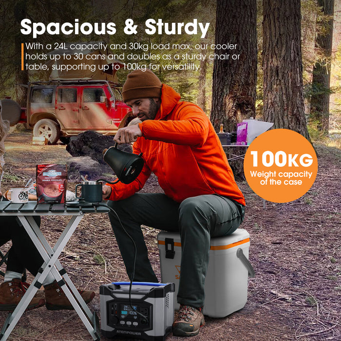 24L Cooler Ice Box Portable For Camping Bbq Picnic Heat Retention