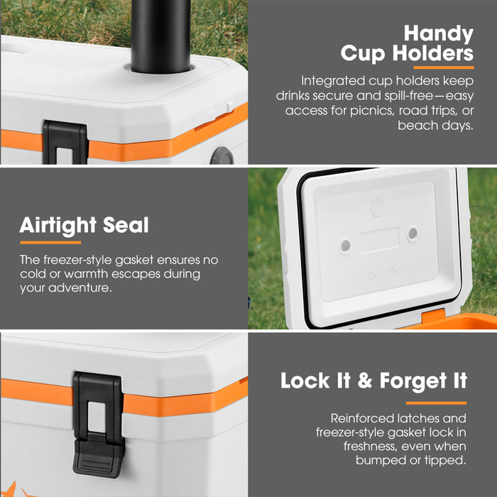 24L Cooler Ice Box Portable For Camping Bbq Picnic Heat Retention