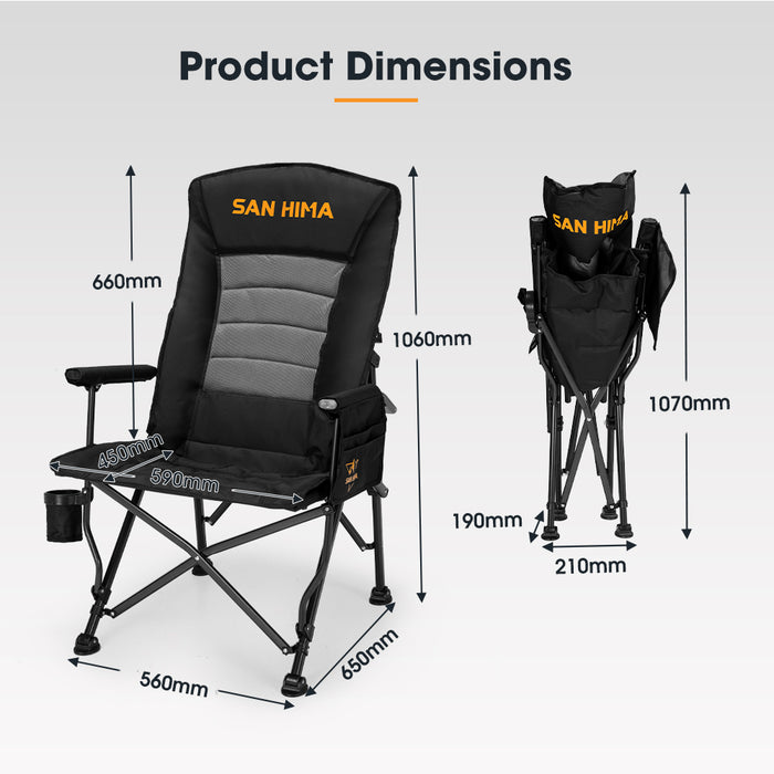 Folding Camping Chair Outdoor Portable Thick Padding With Storage Bag