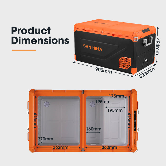 95L Portable Camping Fridge Freezer Dual Zone Caravan Car Cooler 4Wd