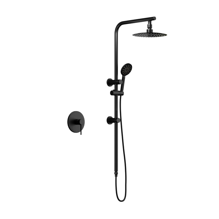 10" Rain Shower Head Set Round Handheld With Shower Mixer Tap Black