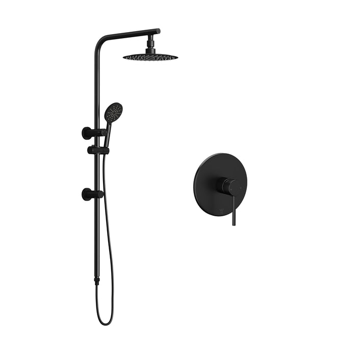 10" Rain Shower Head Set Round Handheld With Shower Mixer Tap Black