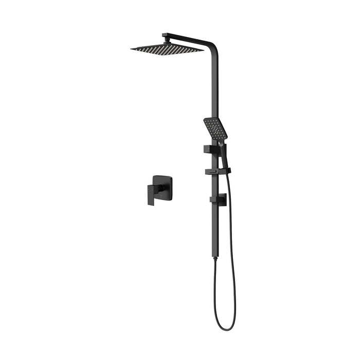 10" Rain Shower Head Set Square Handheld With Shower Mixer Tap Black