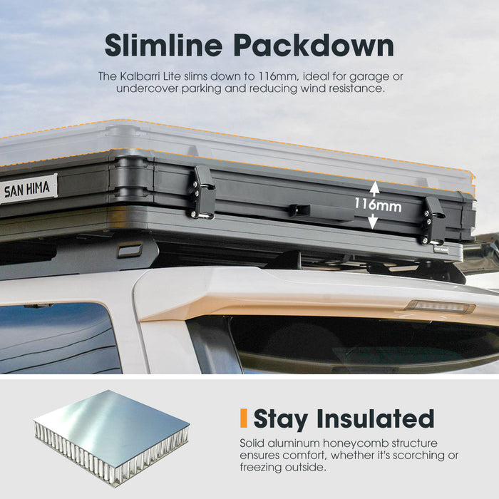 Kalbarri Lite Rooftop Tent Hardshell With Ladder & Rack Grey Camping