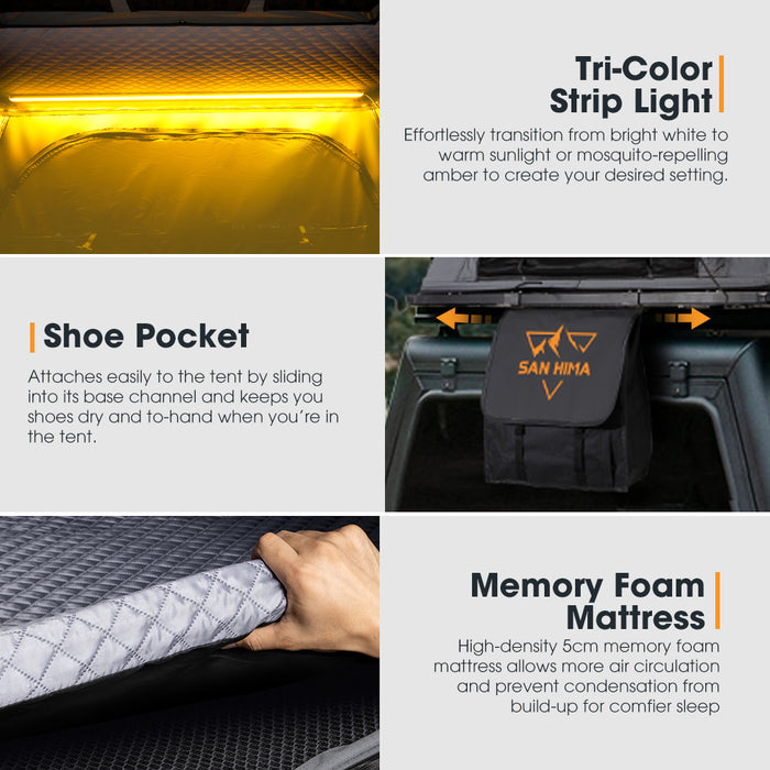 Kalbarri Lite Rooftop Tent Hardshell With Ladder & Rack Grey Camping