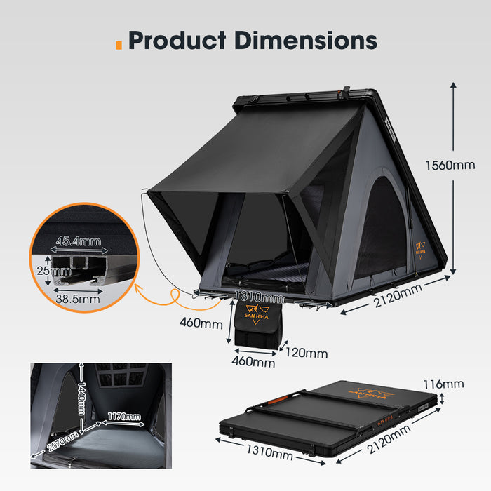 Kalbarri Lite Rooftop Tent Hardshell With Ladder & Rack Grey Camping