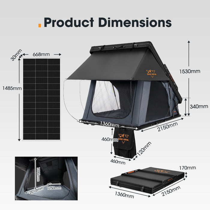 Kalbarri X Rooftop Tent Hardshell With Ladder + 200W Solar Panel