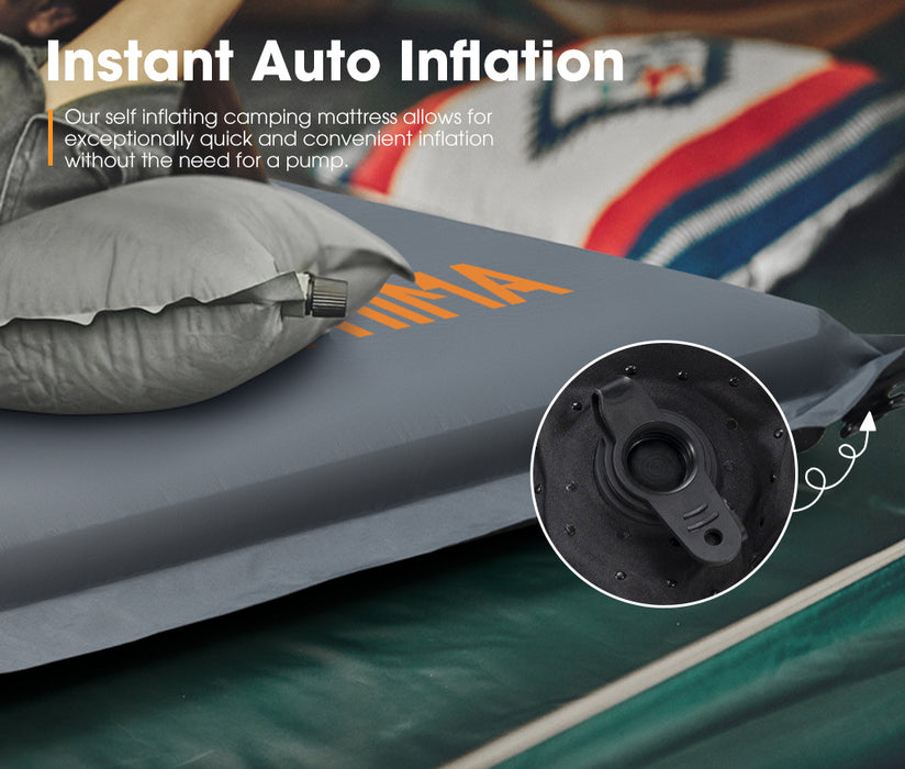 Self Inflating Mattress 10Cm Sleeping Mat Camping Hiking Air Bed Double